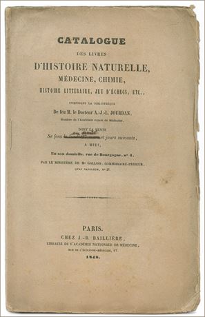 A.-J.-L. Jourdan catalog of his library, Paris, 1848